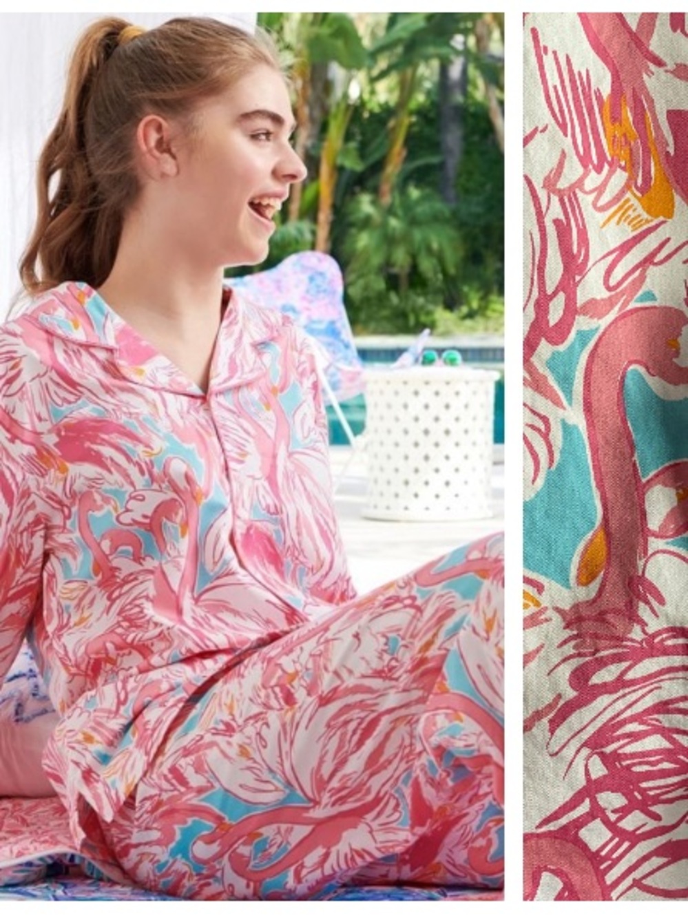 Lilly Pulitzer X Pottery Barn Teen Flamingo Pink Colony Pajama Set Large